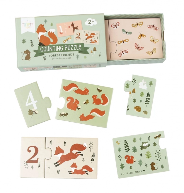 A Little Lovely Company Układające puzzle – Počítání s kamarády z lesa
