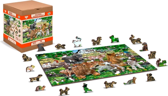Drewniane puzzle przedszkole na farmie 2w1
