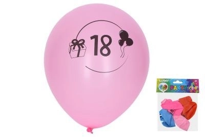 Balon napełniany z numerem 18 30 cm - zestaw 5 sztuk