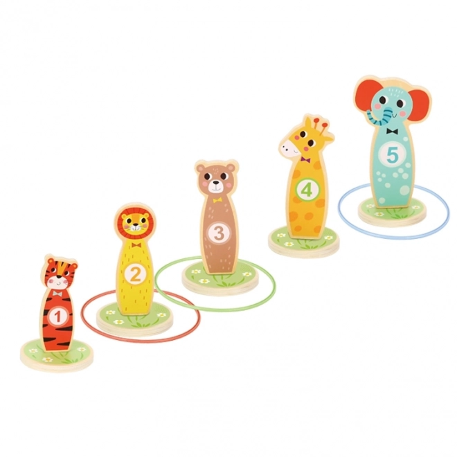 Drewniana gra zręcznościowa Tooky Toy - rzut do celu zwierzęta
