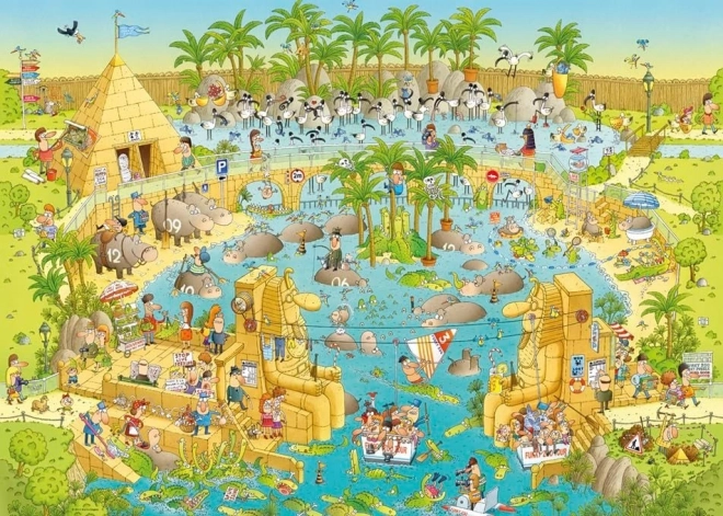Heye Puzzle Szalona ZOO: Ekspozycja hipopotamów 1000 elementów