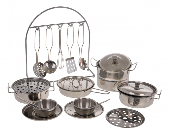 Zestaw metalowych garnków + akcesoria - 23 sztuki