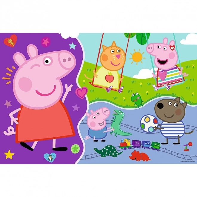 Puzzle 3w1 GIGANT dwustronne 15 elementów Świnka Peppa/Peppa Pig 60x40cm w pudełku 40x27x6cm 24m+