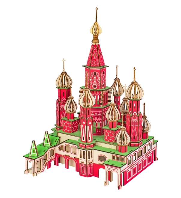 Drewniane puzzle 3D Katedra Wasyla Błogosławionego kolorowe