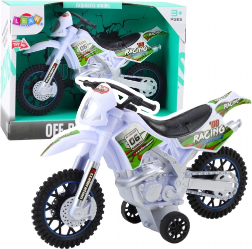 Terenowa zabawka motocrossowa ze światłami i dźwiękami – biała