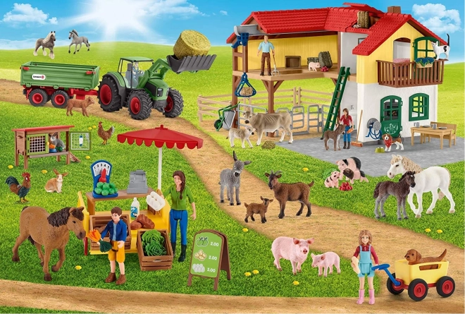 SCHMIDT Puzzle Schleich Farma ze stoiskami 100 elementów + figurka Schleich