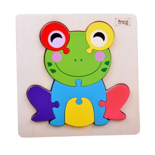 Drewniane 3D puzzle żaba Montessori