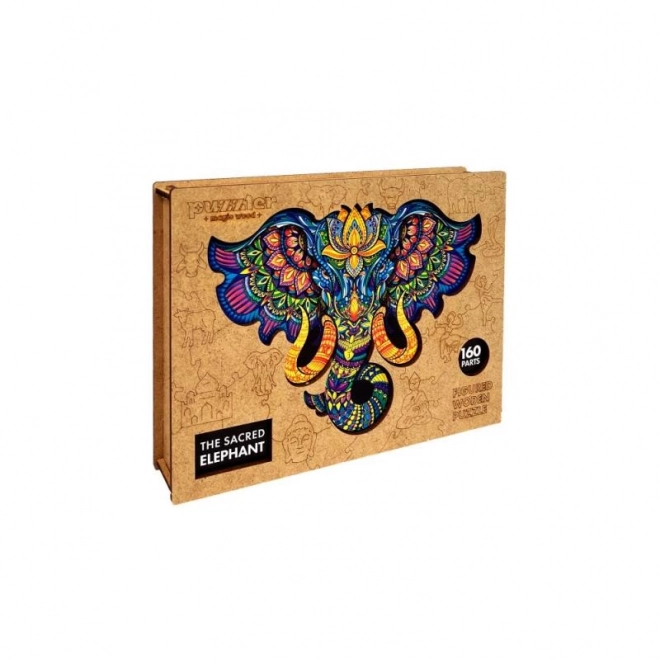 Magiczne drewniane kolorowe puzzle - Święty Słoń