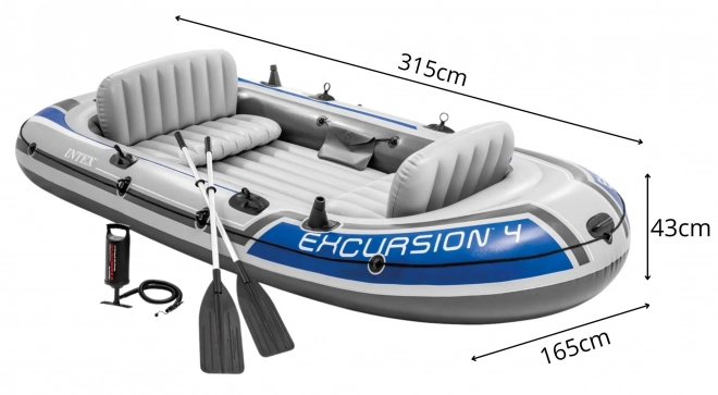Dmuchany ponton Excursion 4 dla 4 osób z wiosłami i pompką