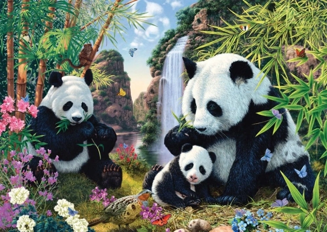 Puzzle z pandami przy wodospadzie 500 elementów SCHMIDT
