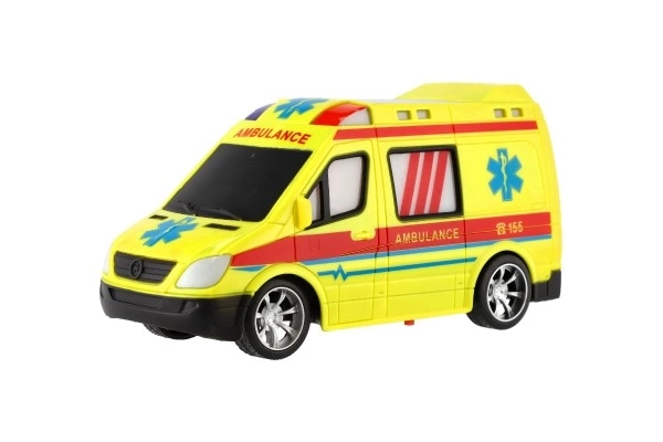 Auto RC ambulans plastik 20cm na zdalne sterowanie 27MHz na baterie ze światłem w pudełku 28x13x11cm