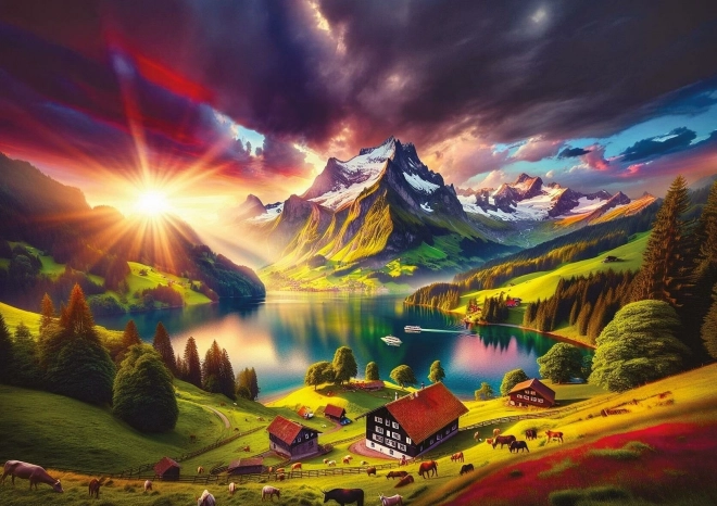 Puzzle U podnóża Alp 500 elementów
