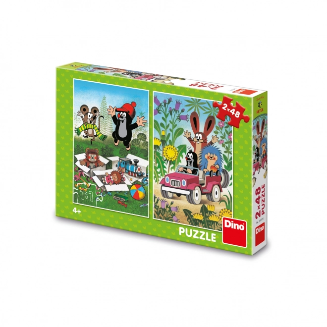 Puzzle 2w1 Krecik się cieszy - 2 x 48 elementów