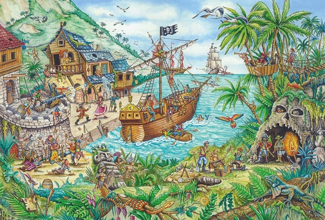 SCHMIDT Puzzle W pirackiej zatoce 100 elementów + prezent (piracka flaga)