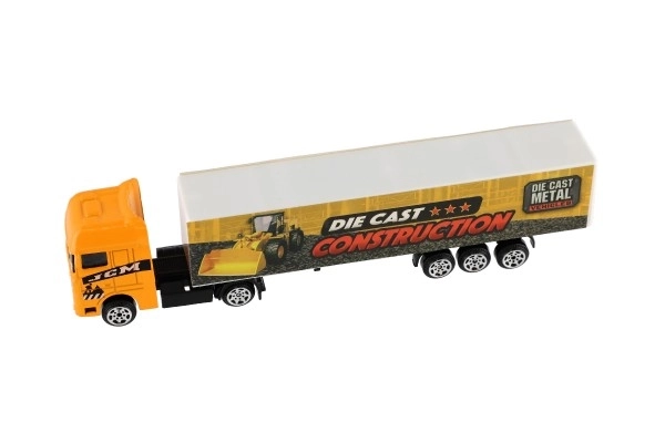 Auto ciężarowe z naczepą metal/plastik 20cm na wolny bieg mix rodzajów w plastik. pudełku 20x5x3cm