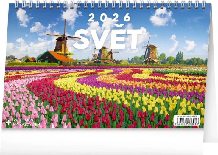Kalendarz biurkowy Świat 2026