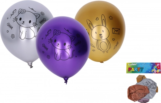Balony do nadmuchiwania - zwierzątka chrome, zestaw 5 szt.