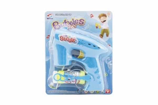 Pistolet na bańki mydlane plastikowy 13 cm + 1 wkład na baterie