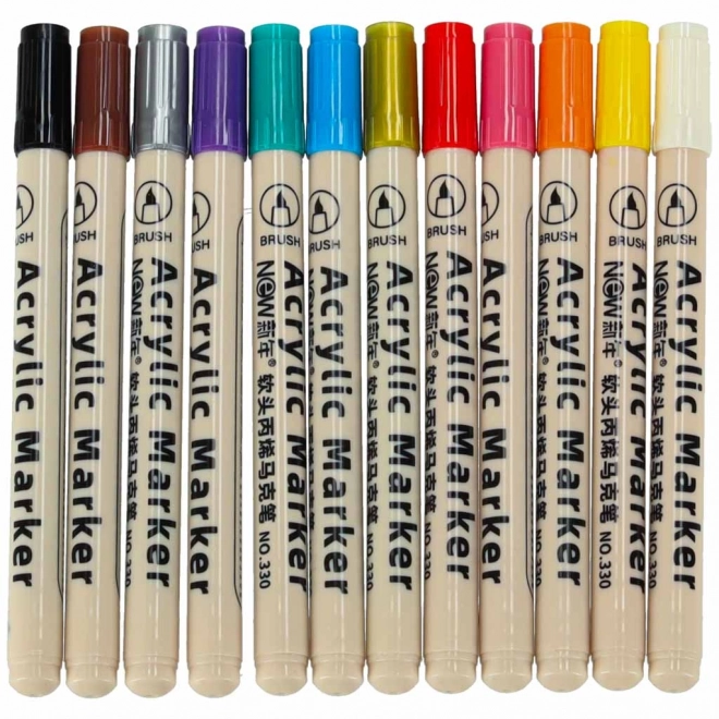 Wodoodporne akrylowe markery do tkanin i kamieni DIY 12 szt.