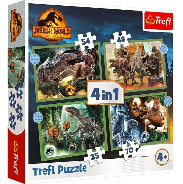 Puzzle 4w1 niebezpieczne dinozaury Jurassic World