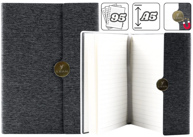 Elegancki czarny notes biurowy na magnes