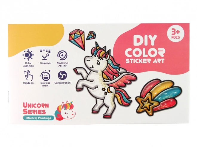 zestaw naklejek na szkło Jednorożec DIY 8 kolorów z brokatem