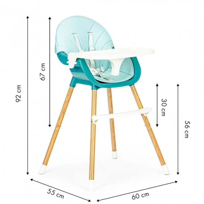 Ecotoys Krzesełko do karmienia 2w1 turkusowe
