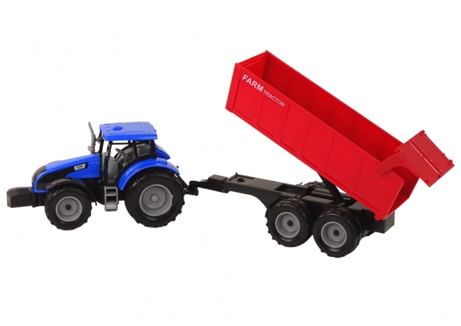 Interaktywny traktor z przyczepą - niebieski