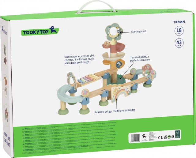 Drewniana kulkowa ścieżka z ksylofonem Tooky Toy 44 szt.