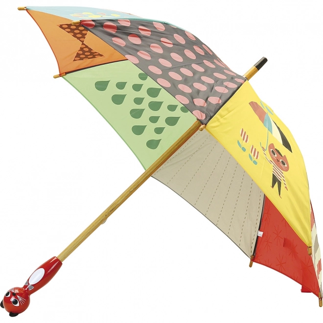 Kolorowy parasol dziecięcy z uchwytem w kształcie kota
