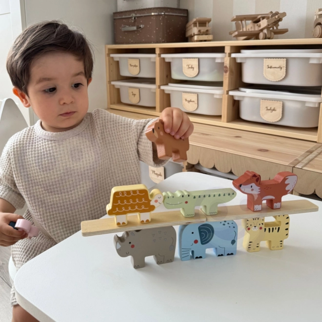 Drewniane kostki zwierzątka Montessori 9 szt. od Tooky Toy