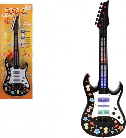 Dziecięca elektryczna gitara ze światłem i dźwiękiem, 53 cm, z paskiem