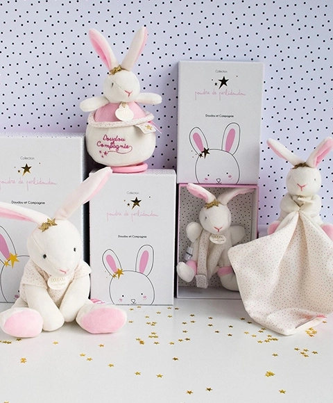 Doudou Zabawka z uchwytem na smoczek króliczek 15 cm
