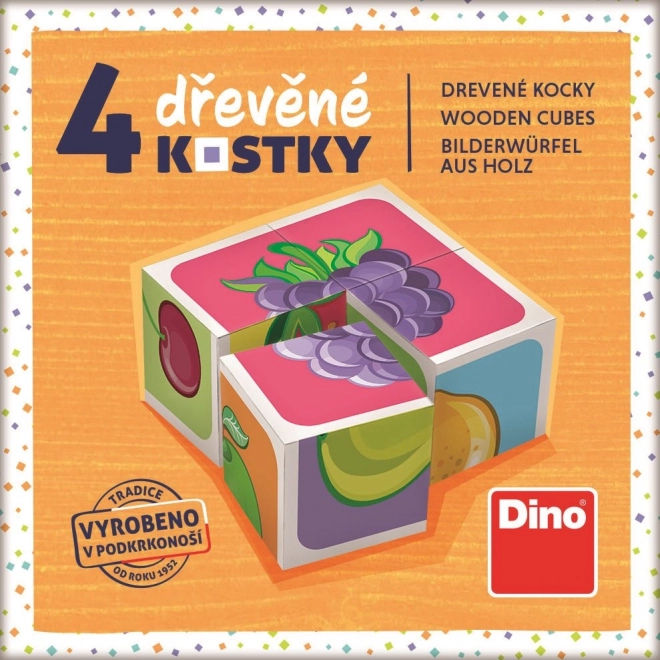 Dino drewniane klocki Owoce 4 szt.