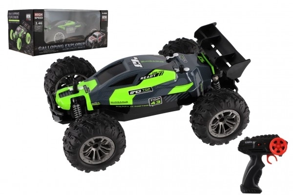 Auto RC Buggy szybkościowe 2,4GHz plastikowe 25cm na baterie w pudełku 31x14x18cm – Zielone