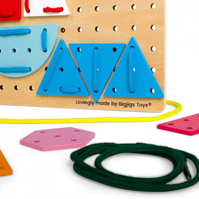 Bigjigs Toys Drewniana gra sznurowana Kształty geometryczne