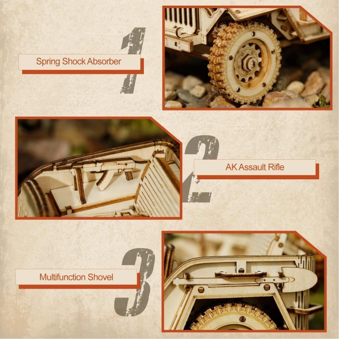 Wojskowy Jeep - 3D drewniane puzzle