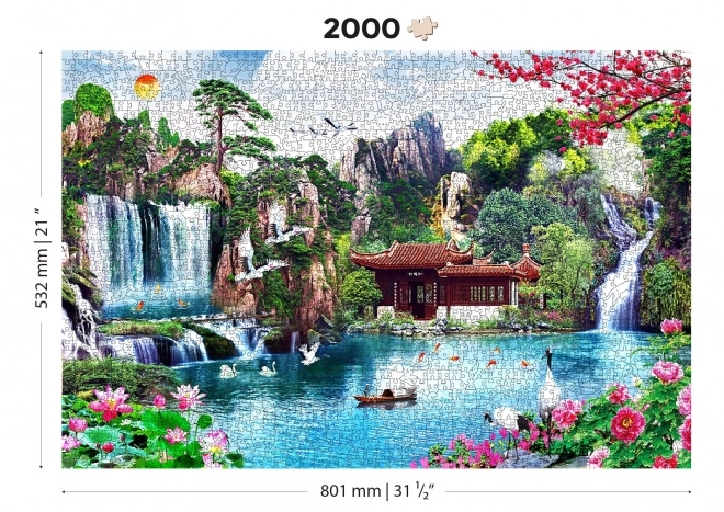 Drewniane puzzle Wodospady w japońskim ogrodzie