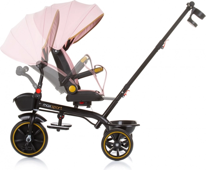 Rowerek trójkołowy z daszkiem Max Sport 2w1 Flamingo
