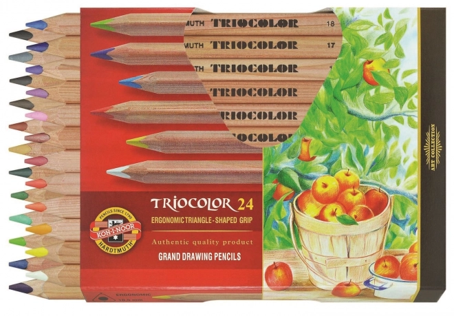 KOH-I-NOOR Trójkątne kredki 3154 Triocolor Natur grube 24 szt.