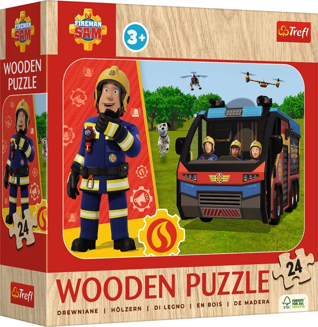 Drewniane puzzle STRAŻAK SAM 24 elementy
