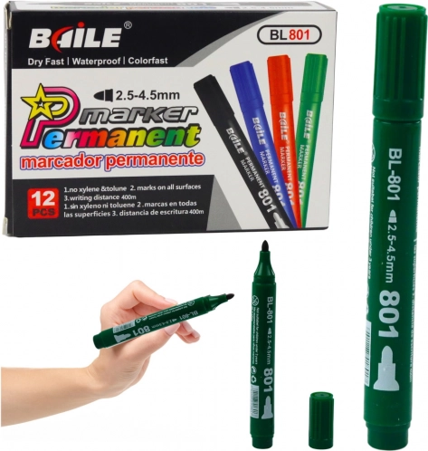 permanentny wodoodporny zielony marker 2,5–4,5 mm