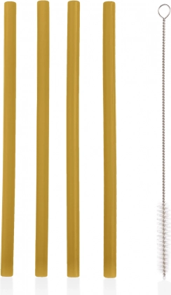 Silikonowe słomki 4 szt., Mustard Yellow