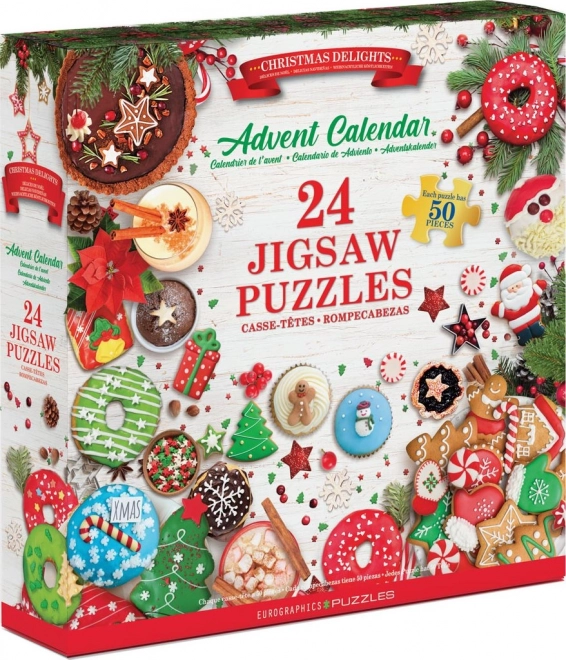 Kalendarz adwentowy z układanką Eurographics 24 x 50 elementów – Świąteczne przysmaki