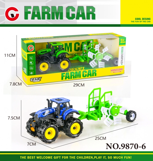 Traktor z napędem bezinercyjnym z przyczepą 25 cm