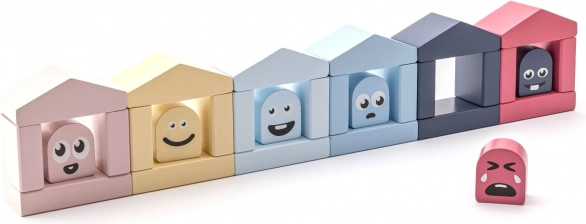 Cubika Pastel kolorowe domki – drewniana układanka 30 elementów