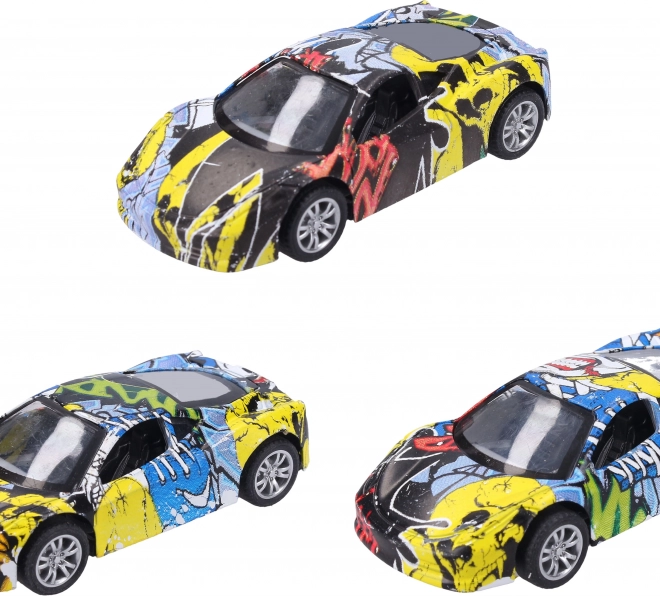 Metalowe auto z graffiti 9 cm na napęd typu pull-back