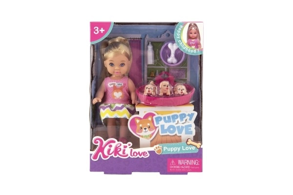 Lalka Kiki Anlily stawowa plastikowa 12cm z pupilami z dodatkami w pudełku 12x16x4,5cm