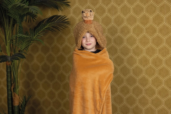 Ocieplony koc z kapturem Wielbłąd od Cozy Noxxiez