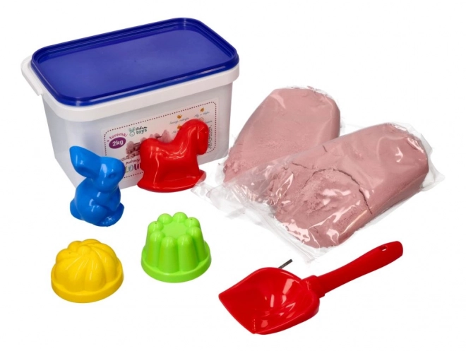 ADAM TOYS Piasek kinetyczny różowy 2 kg + foremki i łopatka